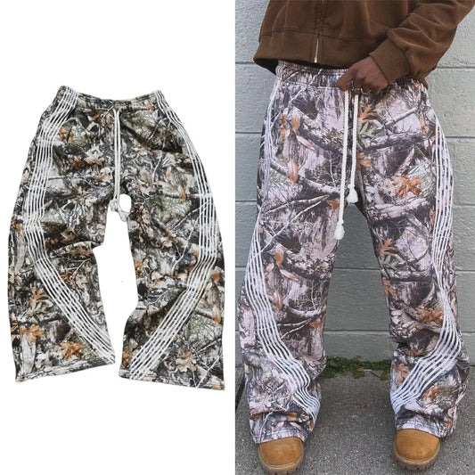 Y2K Camo Sweatpants – Unisex Harajuku Streetwear | Baggy Gothic Hip-Hop Joggers