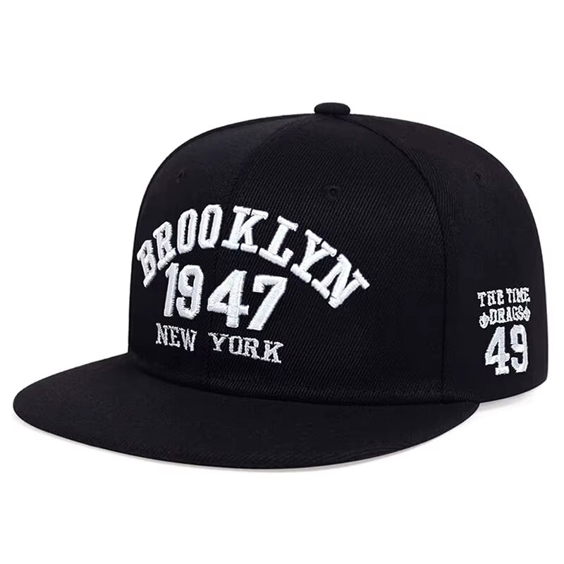 Unisex BROOKLYN 1947 Embroidery Hip-Hop Hats Outdoor Adjustable Casual Baseball Caps Sunscreen Hat