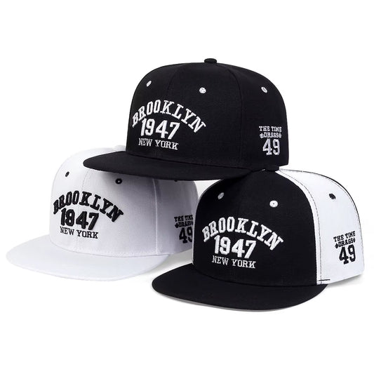 Unisex BROOKLYN 1947 Embroidery Hip-Hop Hats Outdoor Adjustable Casual Baseball Caps Sunscreen Hat