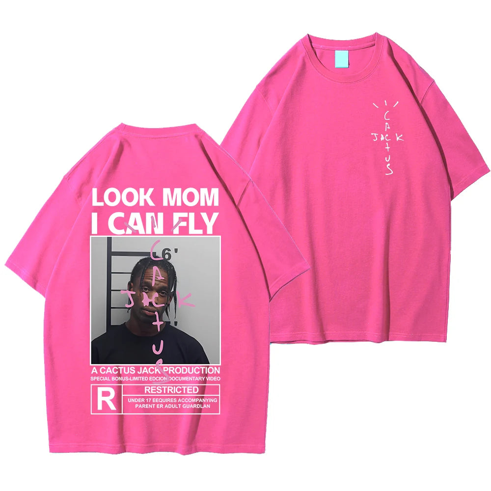 🔥 Cactus Jack “LOOK MOM I CAN FLY” Tee | Unisex High-Quality Cotton Astroworld T-Shirt