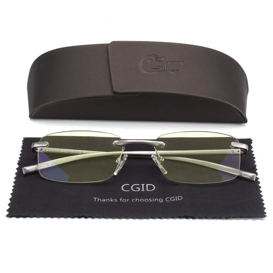 CGID Sleek Unisex Rimless Rectangle Readers +1.00
