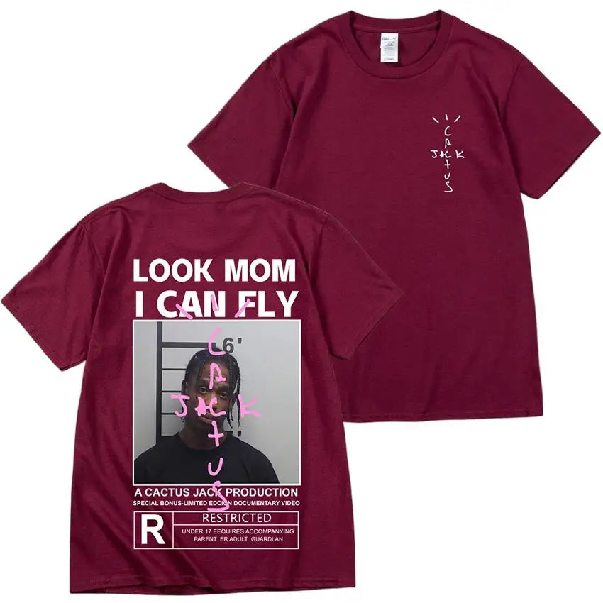 🔥 Cactus Jack “LOOK MOM I CAN FLY” Tee | Unisex High-Quality Cotton Astroworld T-Shirt