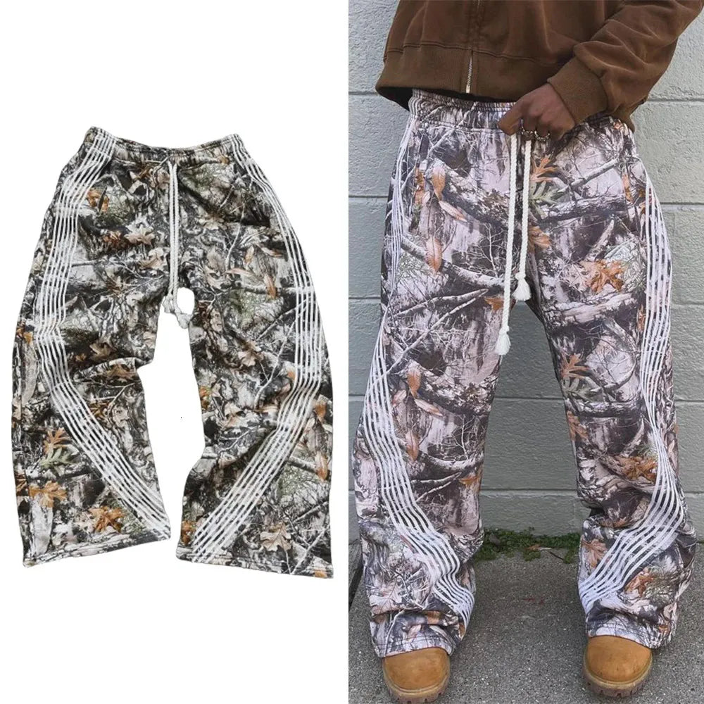 Y2K Camo Sweatpants – Unisex Harajuku Streetwear | Baggy Gothic Hip-Hop Joggers