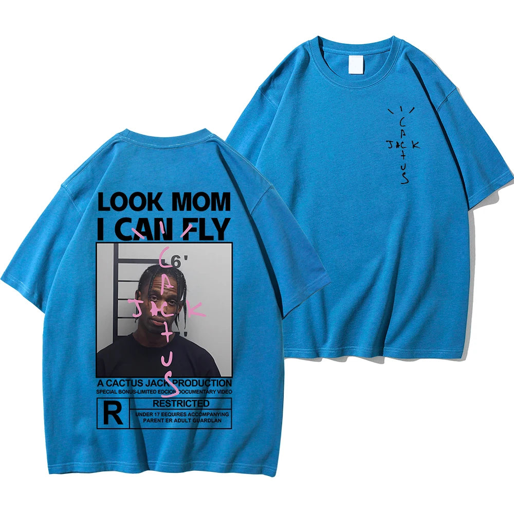 🔥 Cactus Jack “LOOK MOM I CAN FLY” Tee | Unisex High-Quality Cotton Astroworld T-Shirt