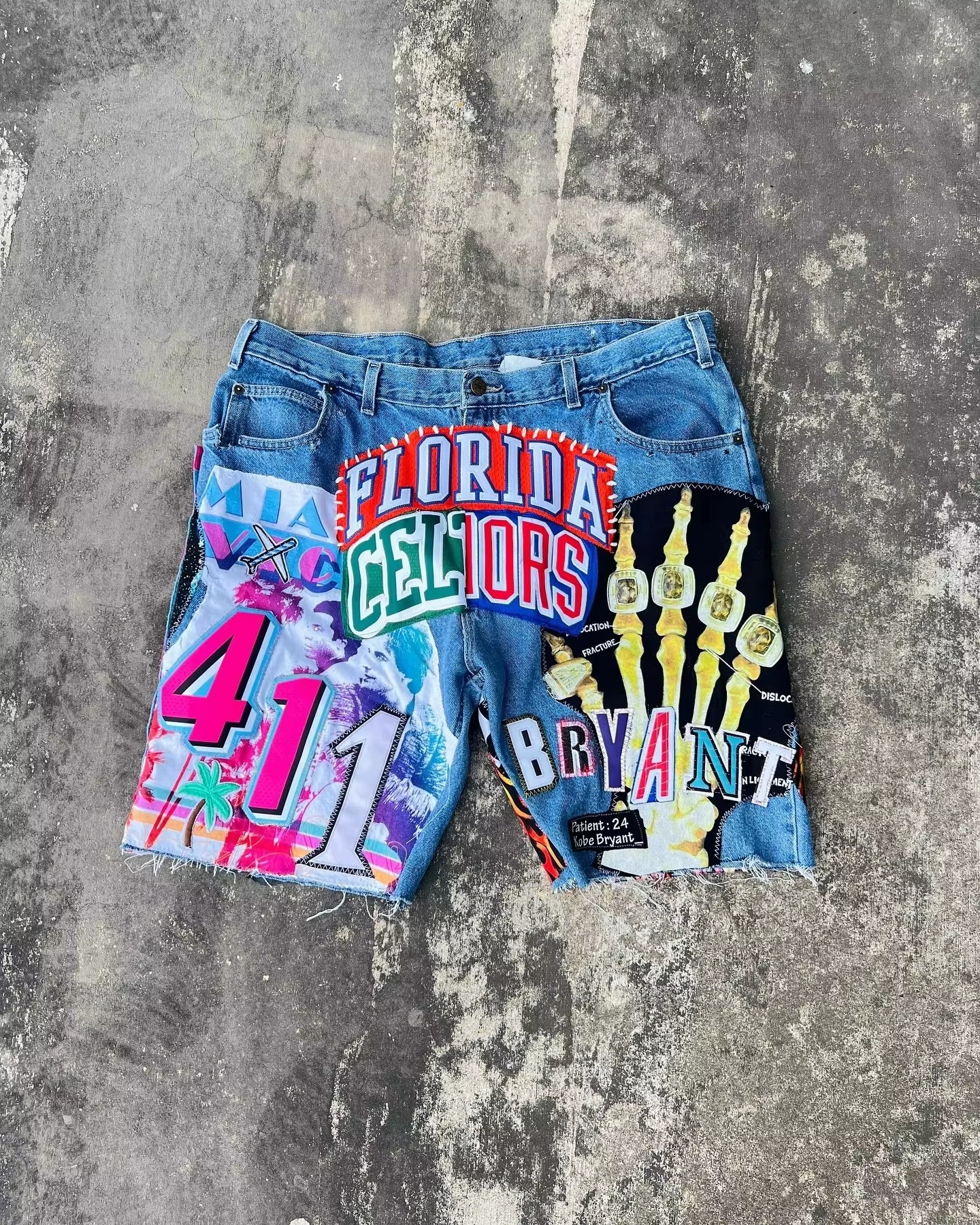 Y2K Rhinestone Cross Denim Shorts – Unisex Hip-Hop Streetwear | Low Waist Retro Fit
