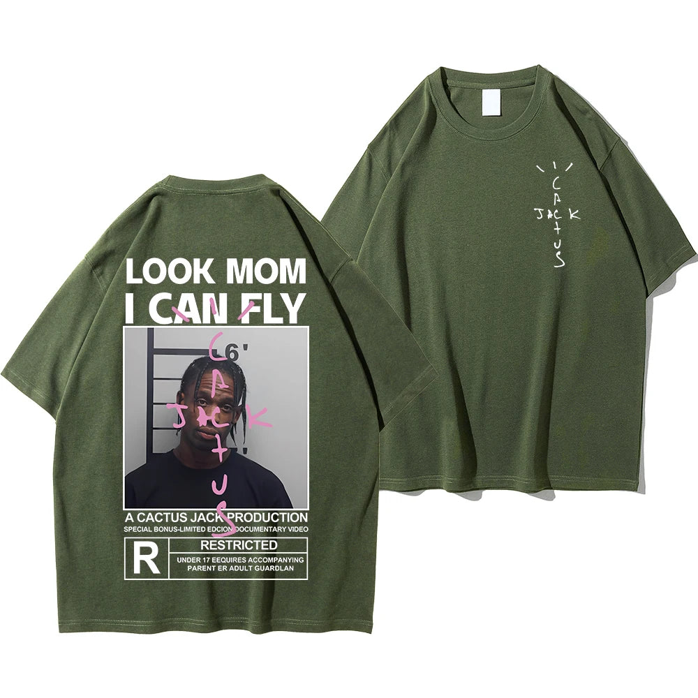 🔥 Cactus Jack “LOOK MOM I CAN FLY” Tee | Unisex High-Quality Cotton Astroworld T-Shirt
