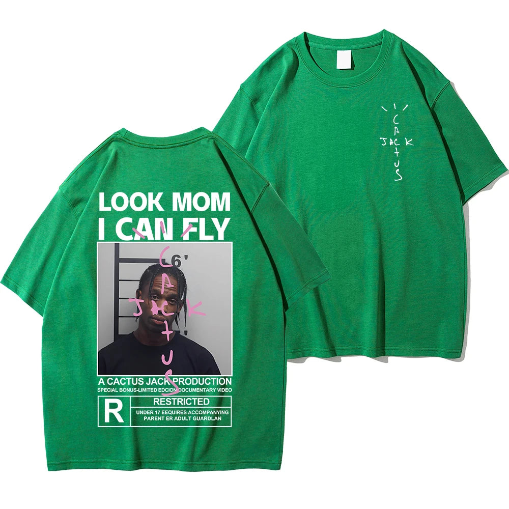 🔥 Cactus Jack “LOOK MOM I CAN FLY” Tee | Unisex High-Quality Cotton Astroworld T-Shirt