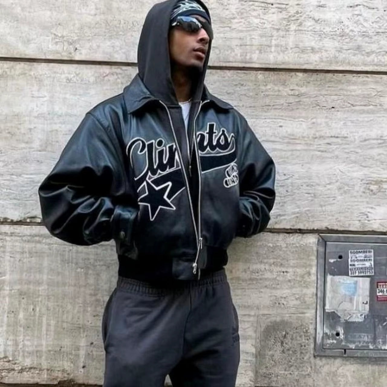 Streetwear Mens Womens Jacket Y2K Clothing Hip Hop Leather Letter Embroidered Jacket Biker Wear Retro Zip Jacket Coats