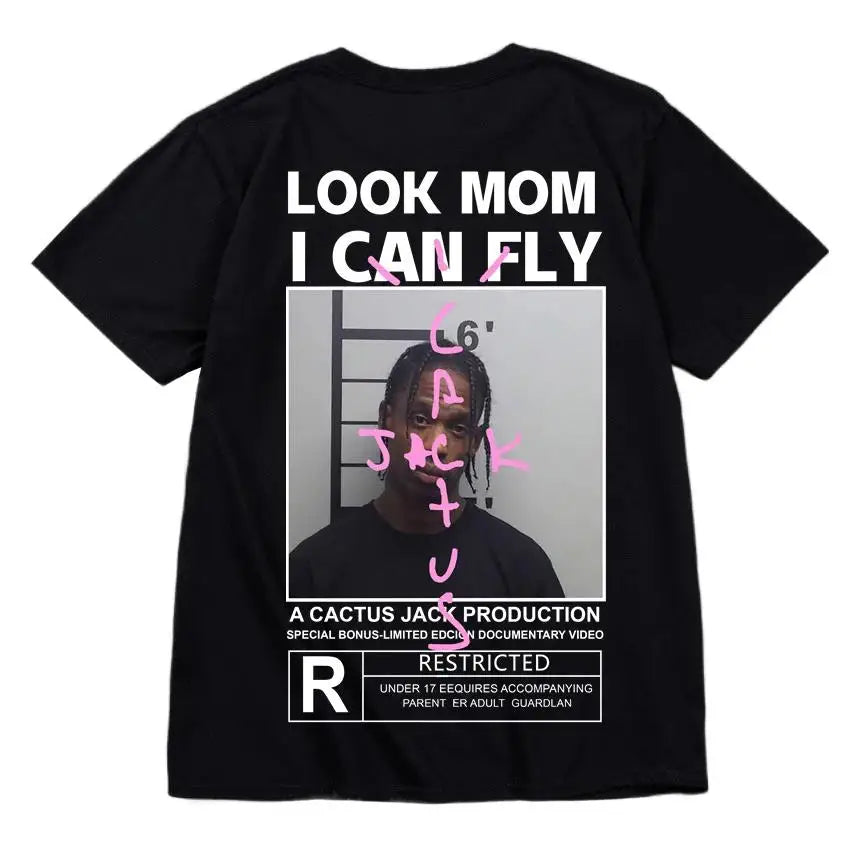 🔥 Cactus Jack “LOOK MOM I CAN FLY” Tee | Unisex High-Quality Cotton Astroworld T-Shirt