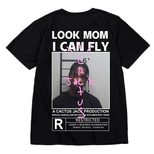 🔥 Cactus Jack “LOOK MOM I CAN FLY” Tee | Unisex High-Quality Cotton Astroworld T-Shirt