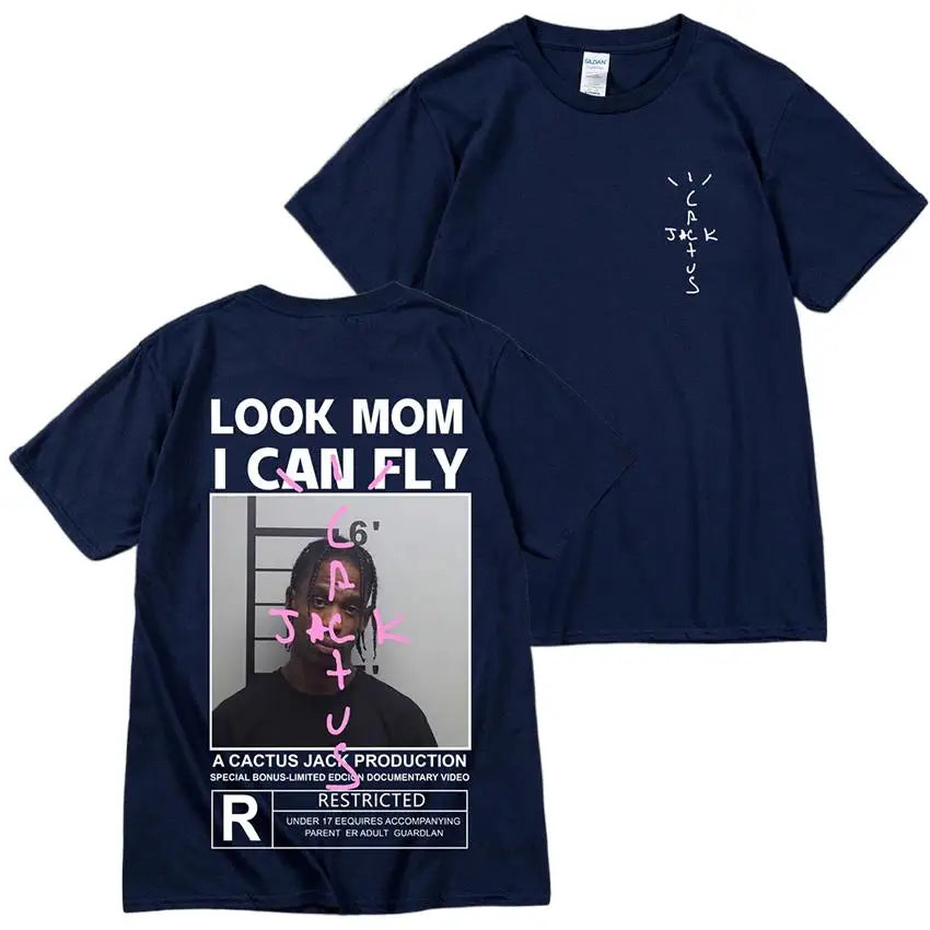 🔥 Cactus Jack “LOOK MOM I CAN FLY” Tee | Unisex High-Quality Cotton Astroworld T-Shirt