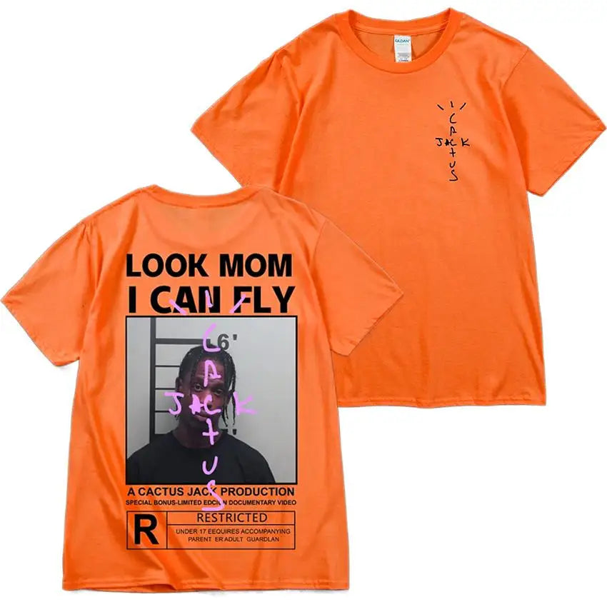 🔥 Cactus Jack “LOOK MOM I CAN FLY” Tee | Unisex High-Quality Cotton Astroworld T-Shirt