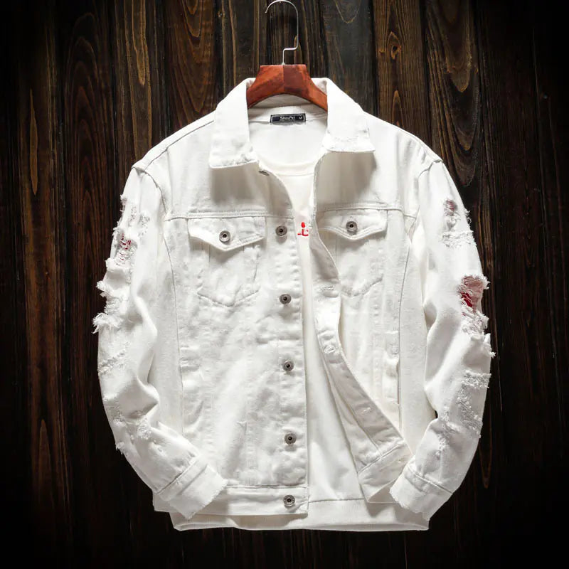Men's Hip-Hop Denim Jacket - Casual Streetwear Style