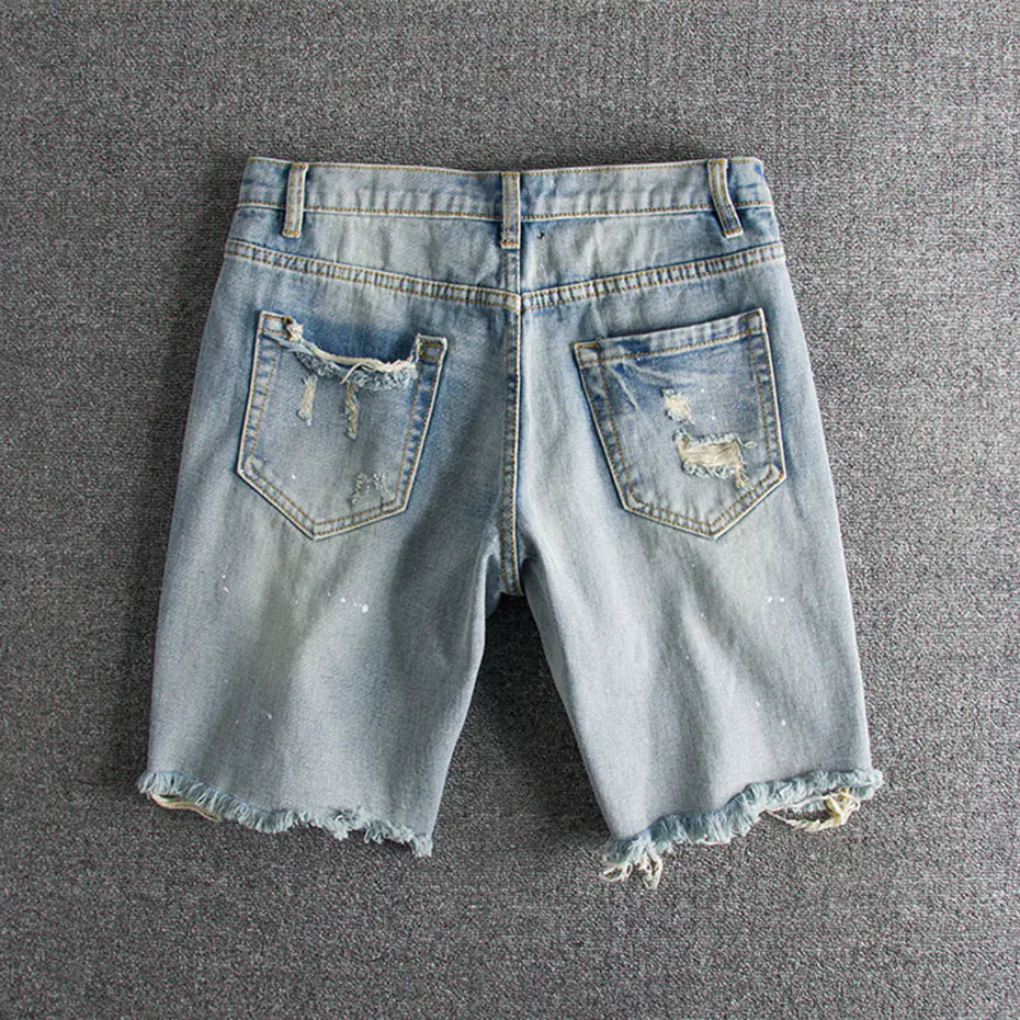 Men's Ripped Hip Hop Denim Shorts for Summer Streetwear