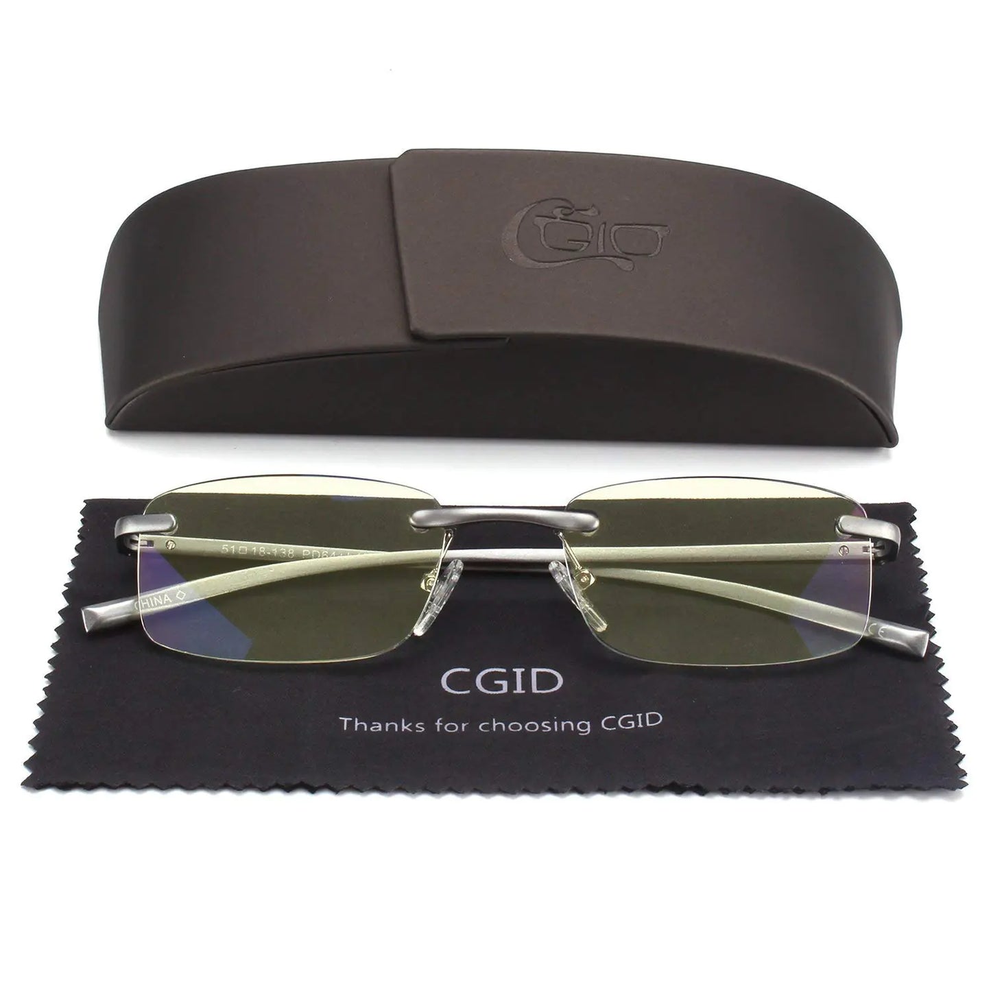 CGID Sleek Unisex Rimless Rectangle Readers +1.00