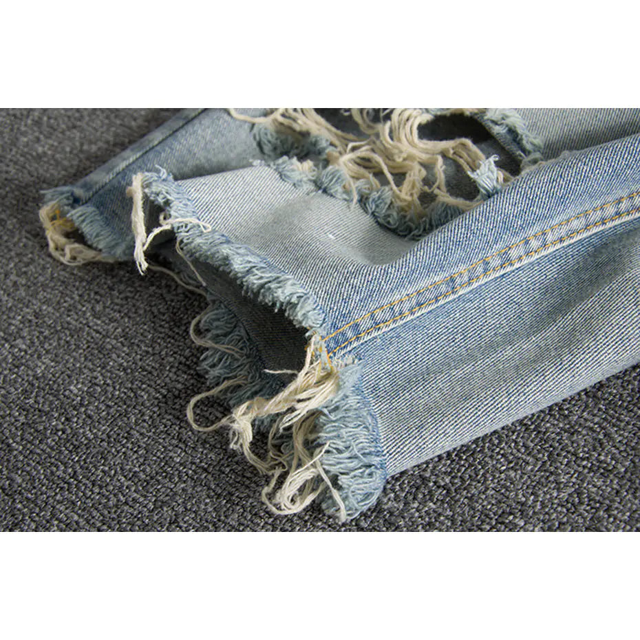 Men's Ripped Hip Hop Denim Shorts for Summer Streetwear