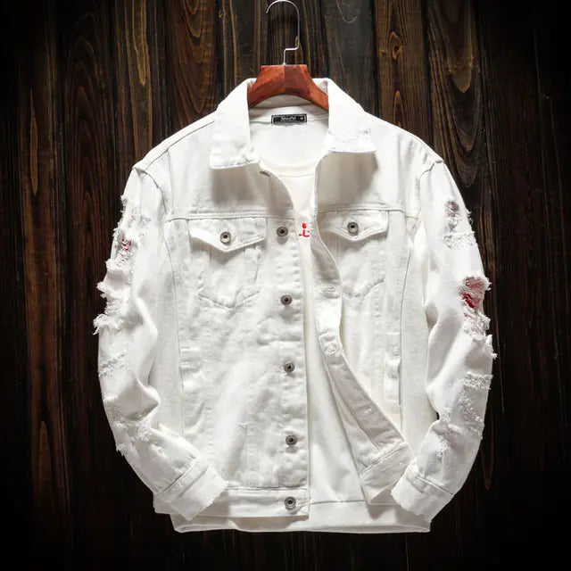 Men's Hip-Hop Denim Jacket - Casual Streetwear Style