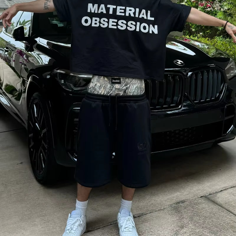 Y2K Camo Double Waist Shorts – Unisex Streetwear Boxer Style | Hip-Hop Harajuku Vibes