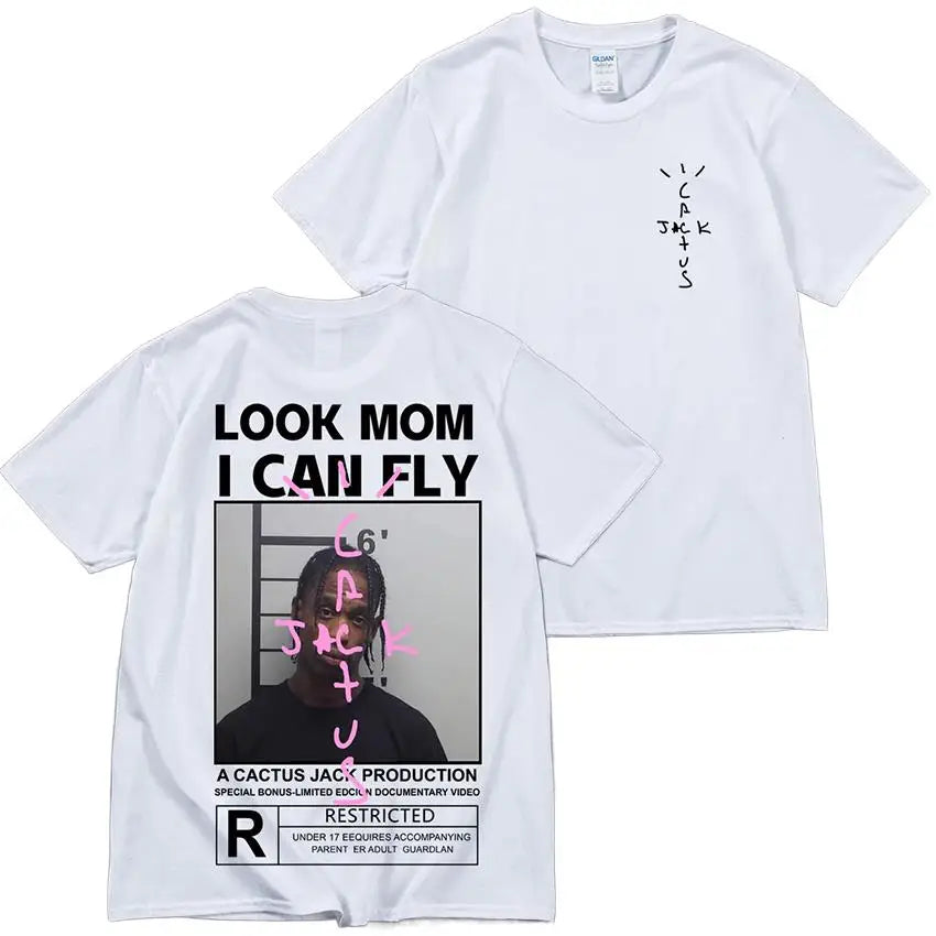 🔥 Cactus Jack “LOOK MOM I CAN FLY” Tee | Unisex High-Quality Cotton Astroworld T-Shirt