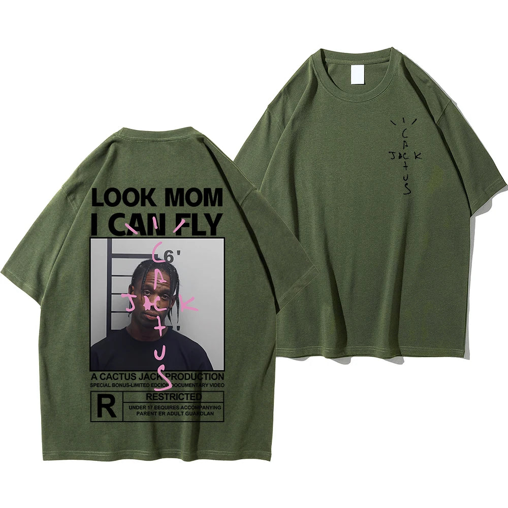 🔥 Cactus Jack “LOOK MOM I CAN FLY” Tee | Unisex High-Quality Cotton Astroworld T-Shirt