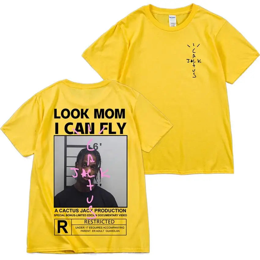 🔥 Cactus Jack “LOOK MOM I CAN FLY” Tee | Unisex High-Quality Cotton Astroworld T-Shirt