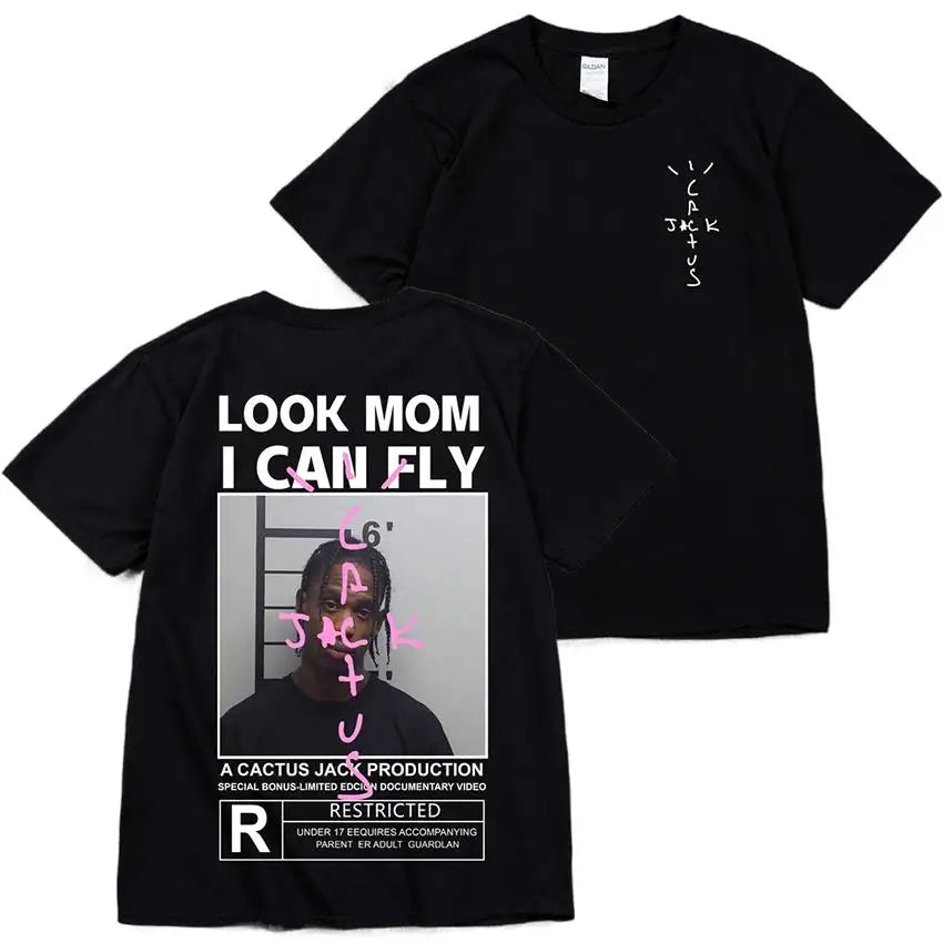 🔥 Cactus Jack “LOOK MOM I CAN FLY” Tee | Unisex High-Quality Cotton Astroworld T-Shirt
