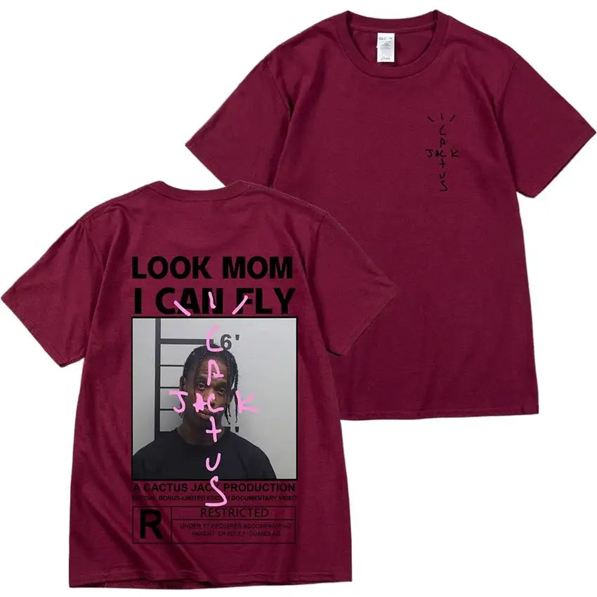 🔥 Cactus Jack “LOOK MOM I CAN FLY” Tee | Unisex High-Quality Cotton Astroworld T-Shirt