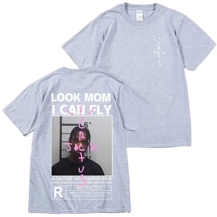 🔥 Cactus Jack “LOOK MOM I CAN FLY” Tee | Unisex High-Quality Cotton Astroworld T-Shirt