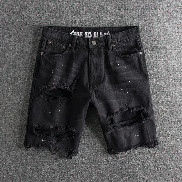 Men's Ripped Hip Hop Denim Shorts for Summer Streetwear