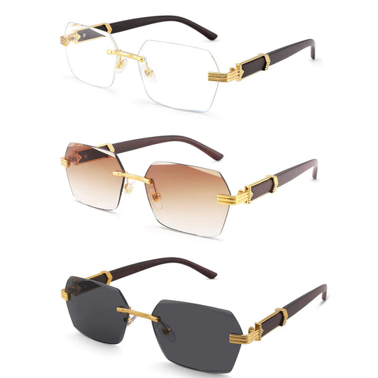 COASION Chic Rimless Sunglasses - Gradient Gold Edition